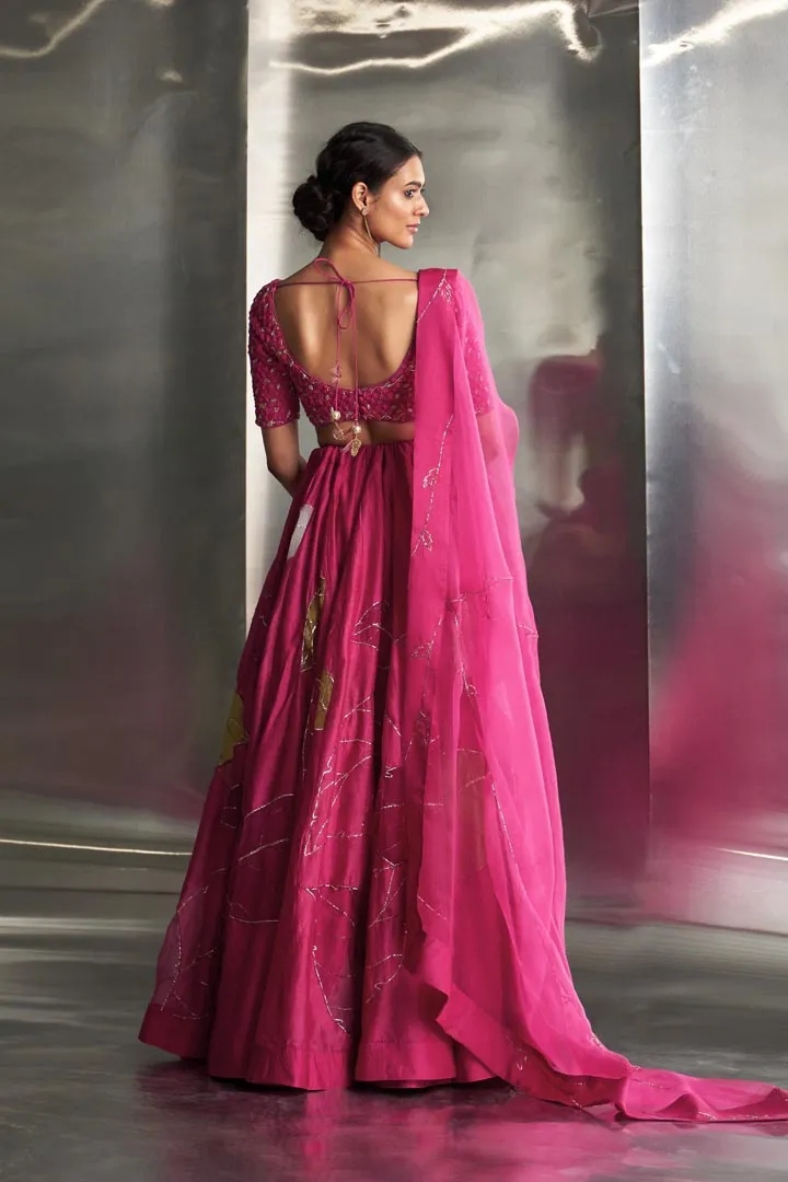 Mulberry Pop Pink Lehenga
