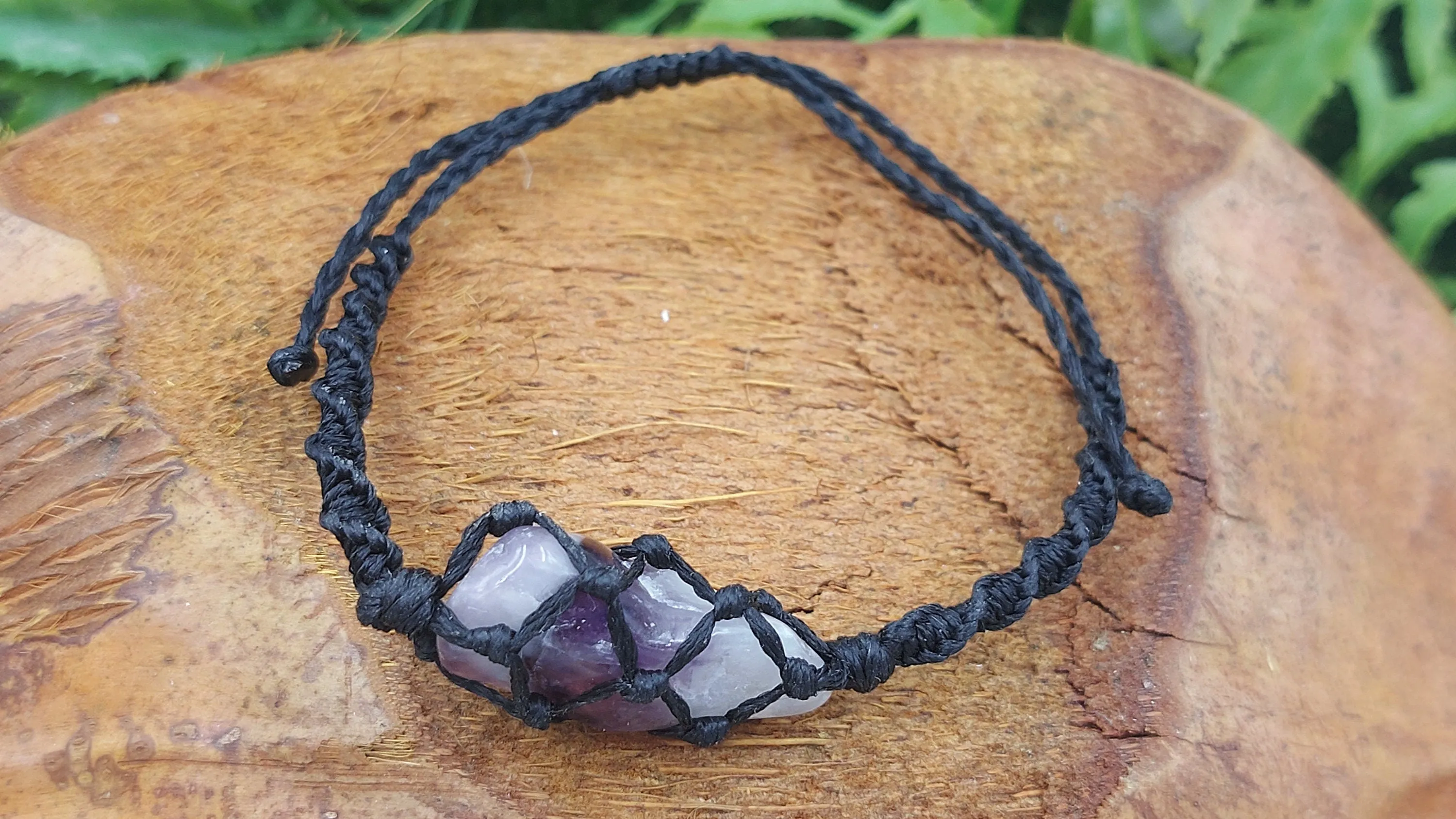 Natural Amethyst Zebra Handmade Wrap It Macrame Bracelet Healing Crystal Accessories Zodiac Mineral Stone