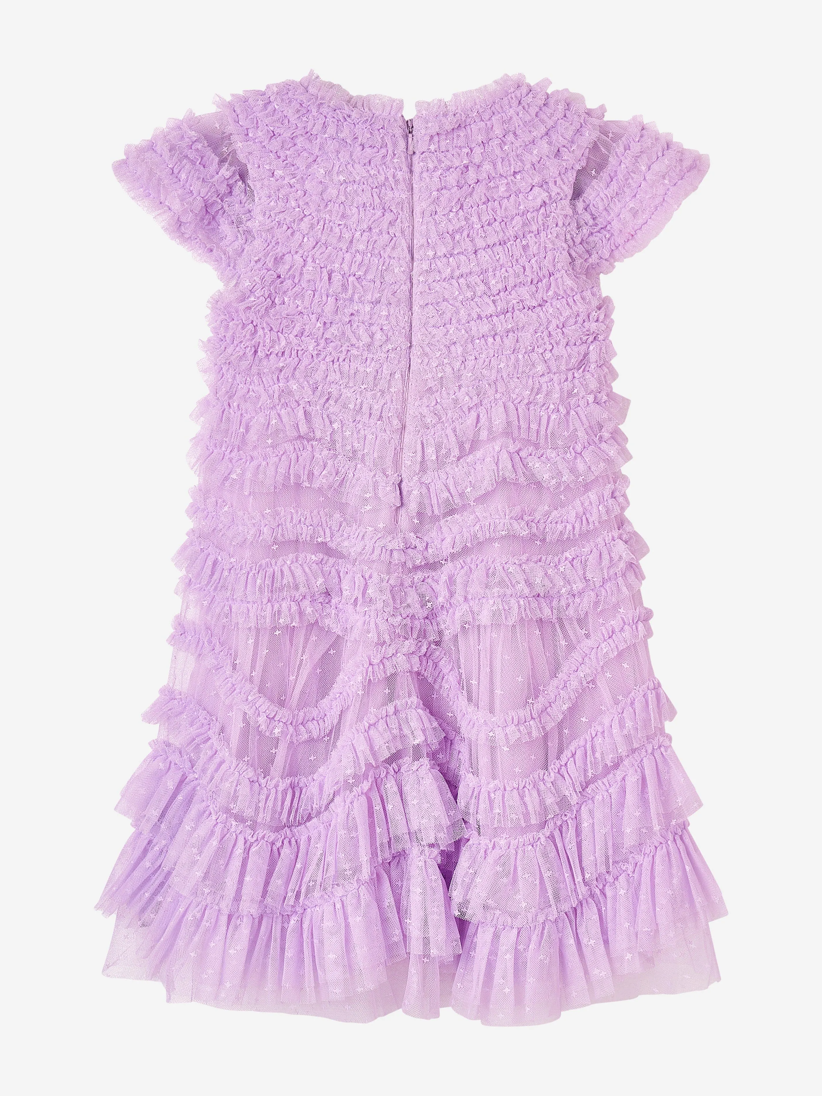 Needle & Thread Girls Wild Rose Ruffle Dress in Purple