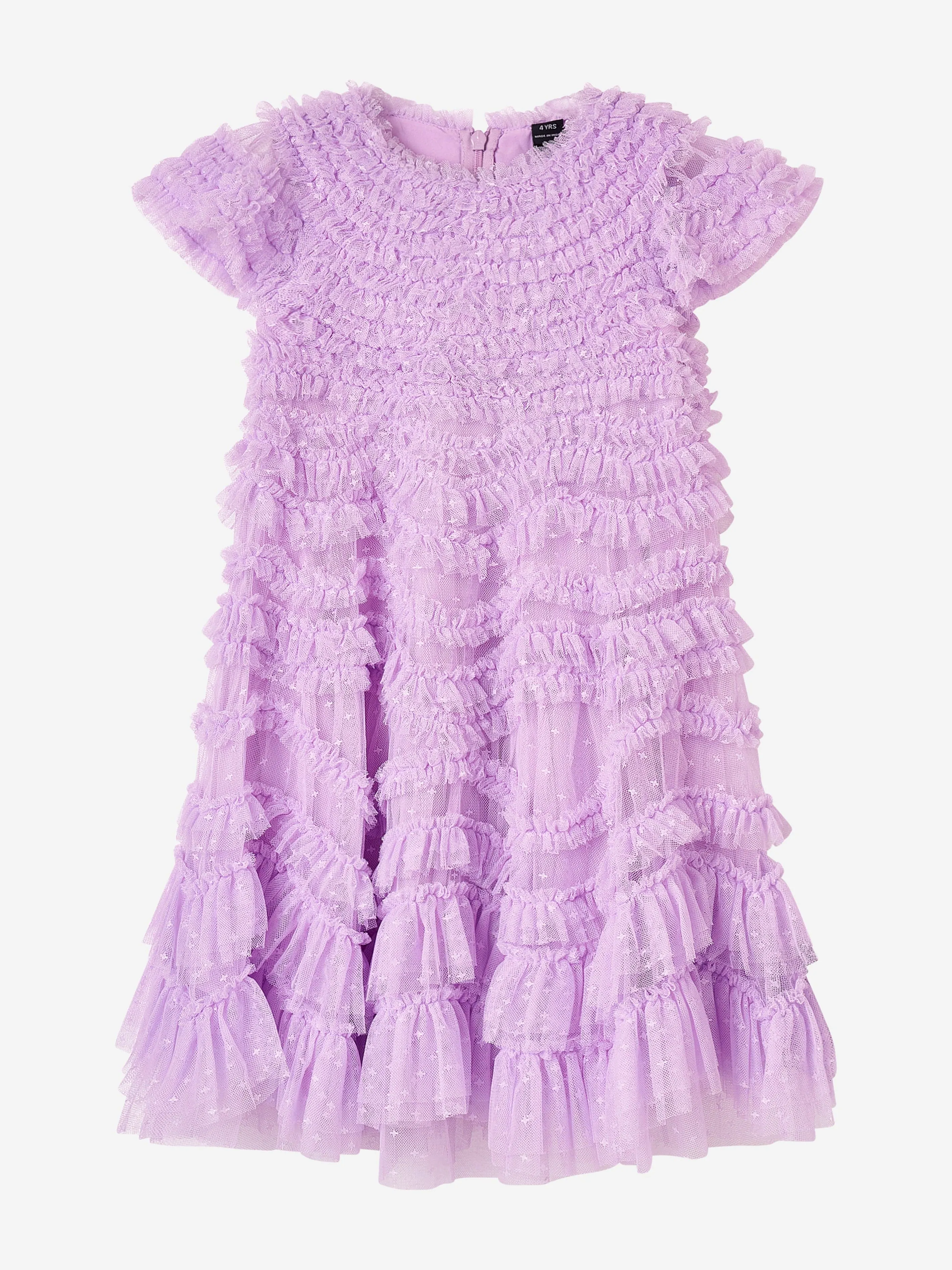Needle & Thread Girls Wild Rose Ruffle Dress in Purple
