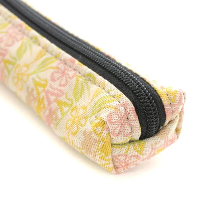 Nishijin-ori Pencil Case - Marrying Mice in the Cut-paper Appearance / White Clay - ,  Made in Kyoto, Japan,  Japanese traditional craft pen case