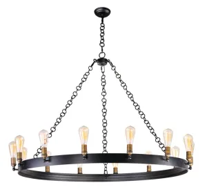 Noble 33.5" Chandelier with 14 Light bulbs included - Black / Natural Aged Brass