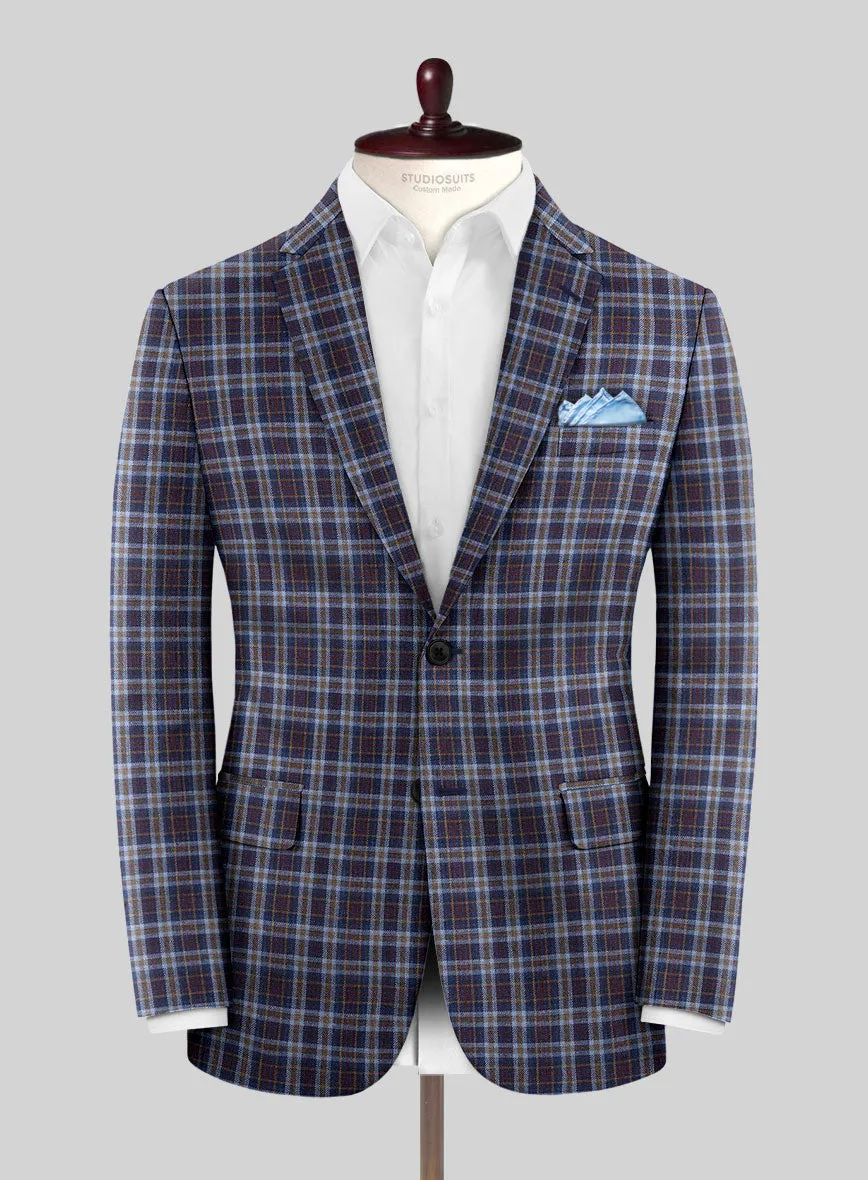 Noble Adrianna Check Wool Silk Linen Suit