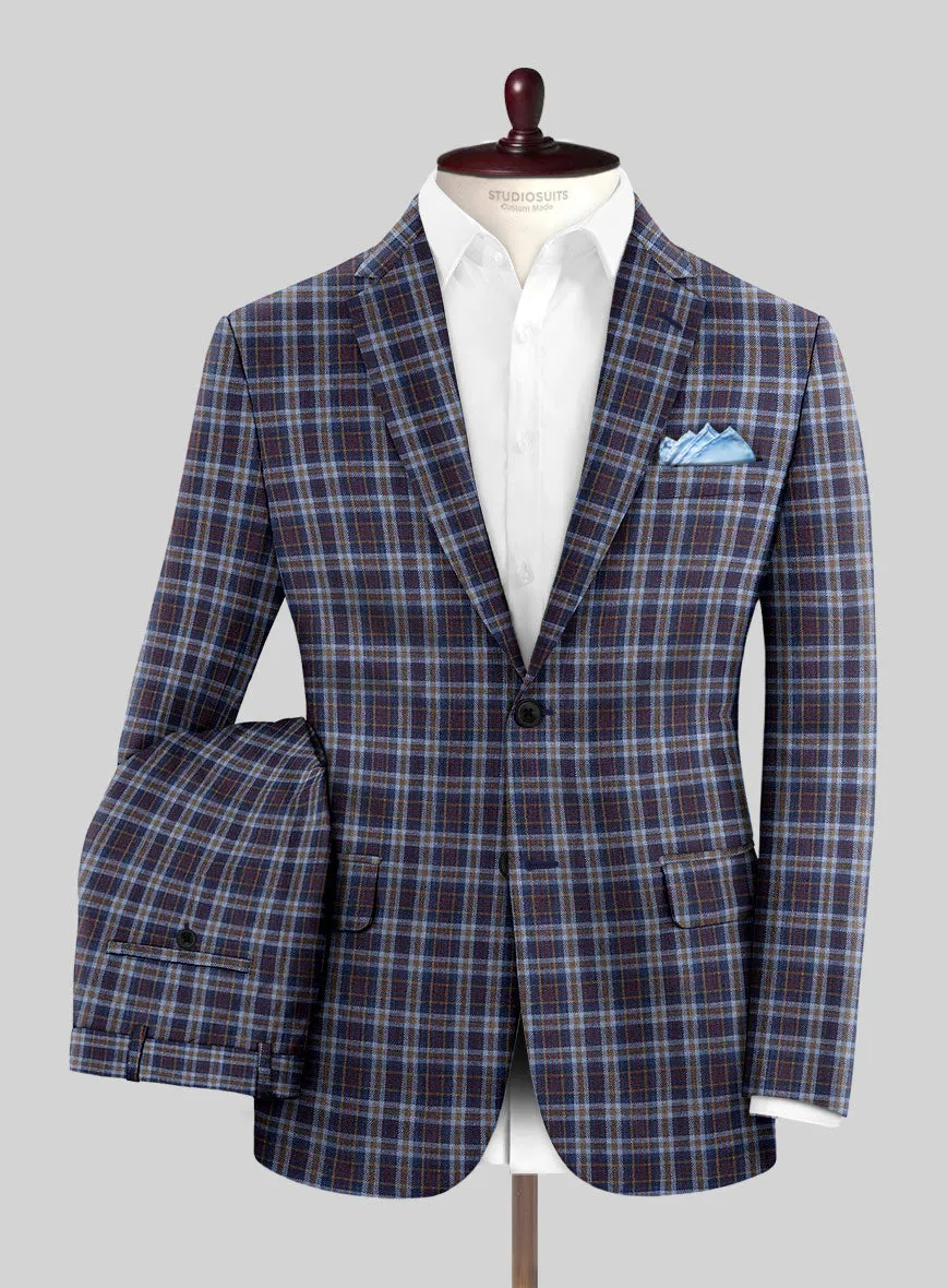 Noble Adrianna Check Wool Silk Linen Suit
