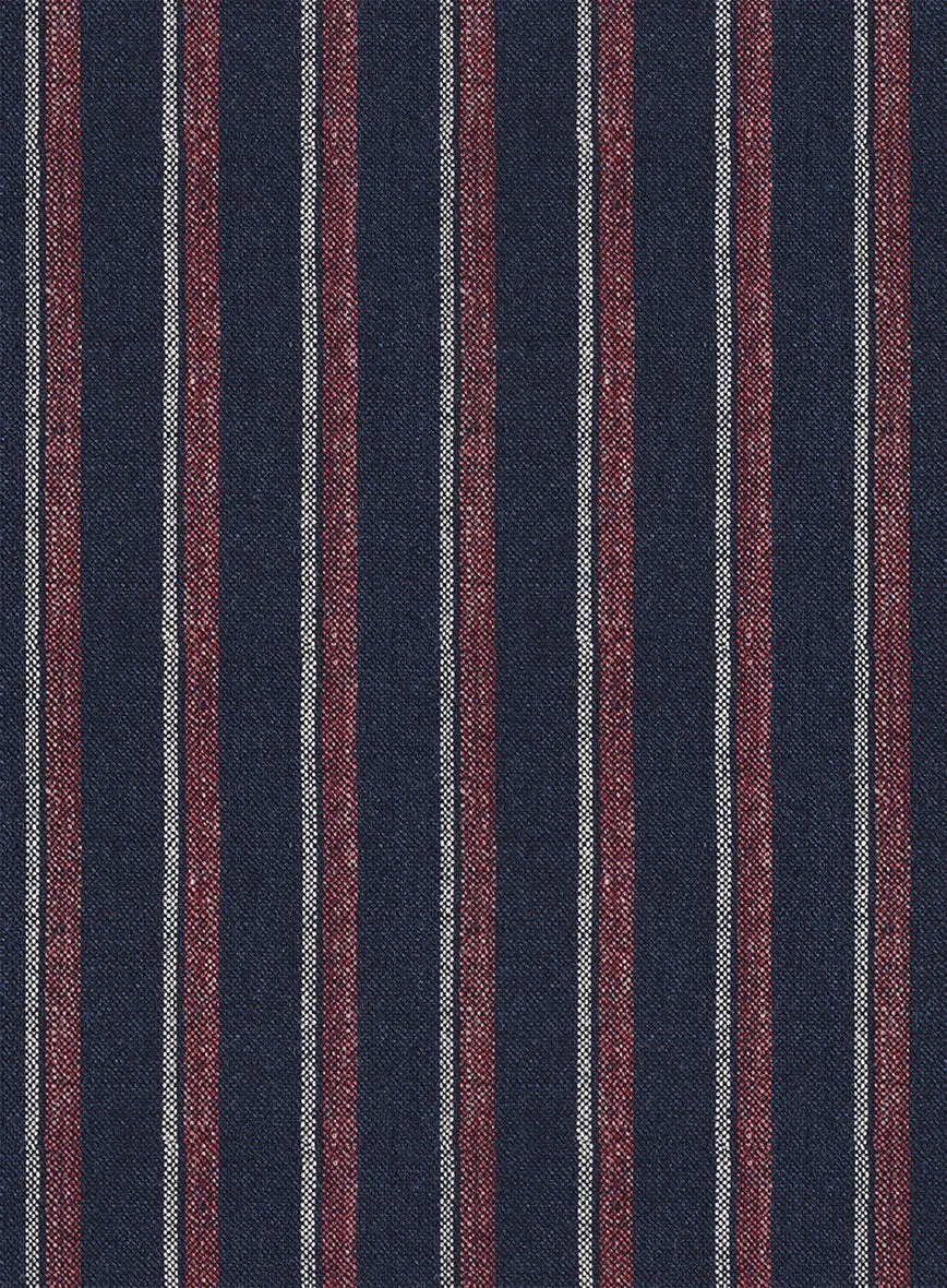 Noble Beatrily Blue Stripe Wool Silk Linen Jacket