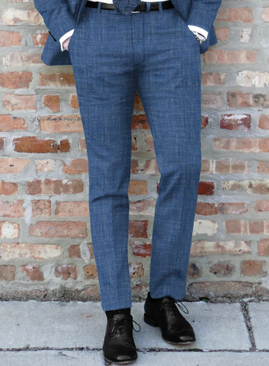 Noble Blue Wool Silk Linen Pants