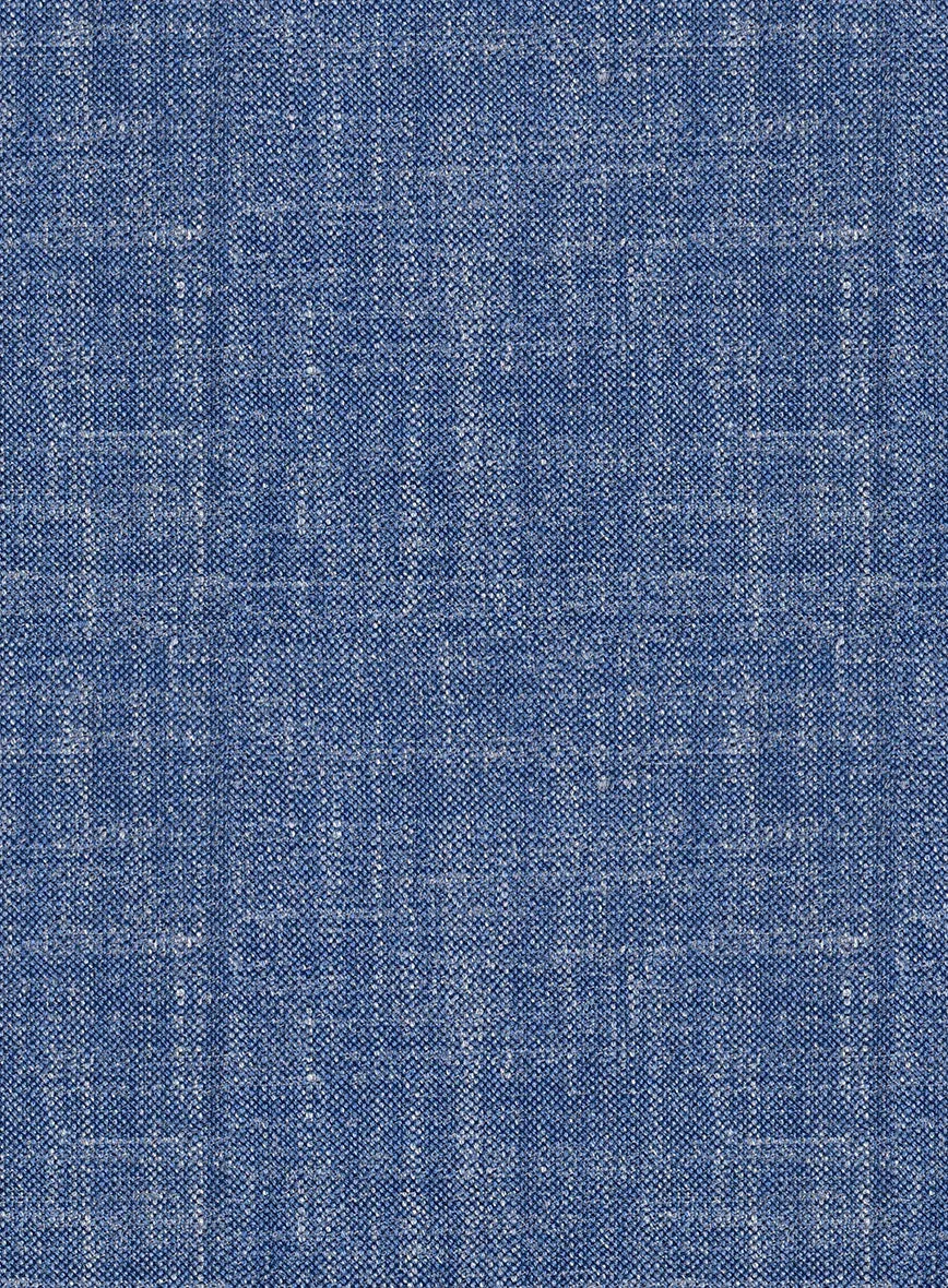 Noble Blue Wool Silk Linen Pants