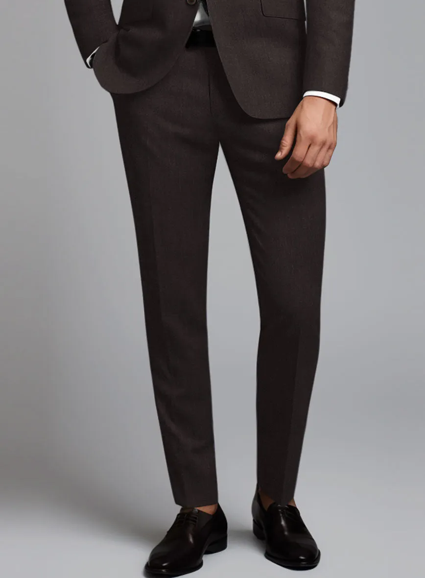 Noble Coffee Brown Wool Silk Linen Pants