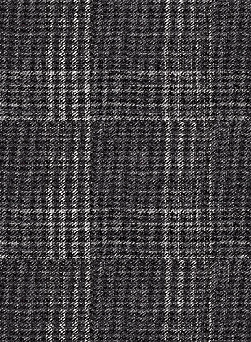 Noble Dark Gray Check Wool Silk Linen Jacket