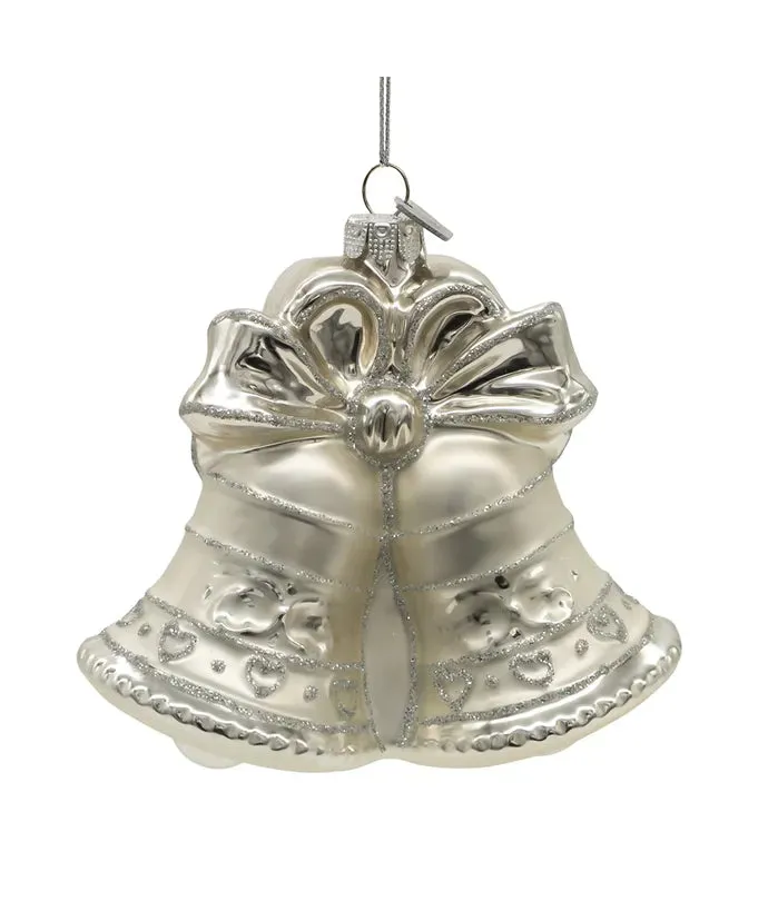 Noble Gems™ Glass "25th Anniversary" Silver Bell Ornament