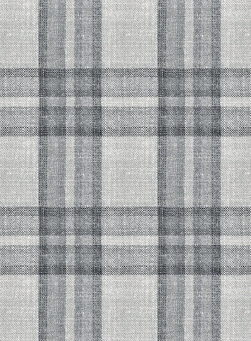 Noble Gray Check Wool Silk Linen Jacket