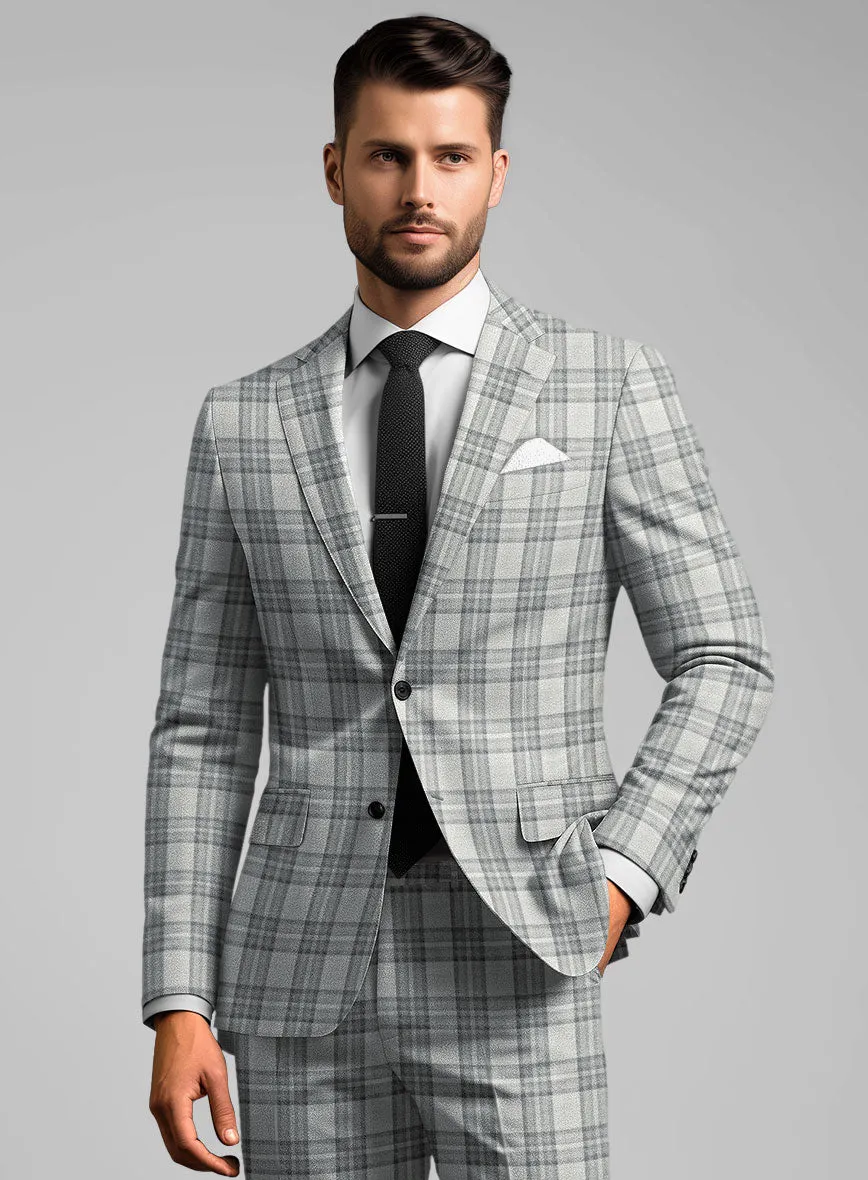 Noble Gray Check Wool Silk Linen Jacket