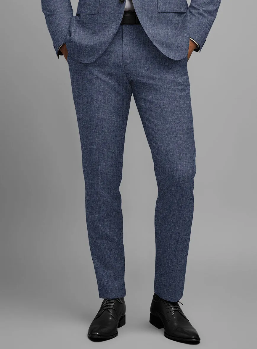 Noble Indigo Blue Wool Silk Linen Suit