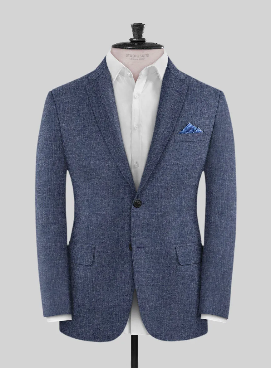 Noble Indigo Blue Wool Silk Linen Suit