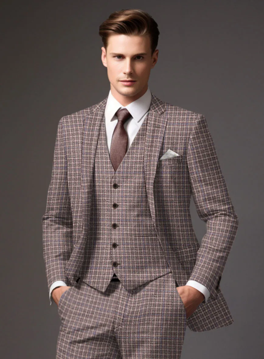 Noble Isidora Check Wool Silk Linen Suit