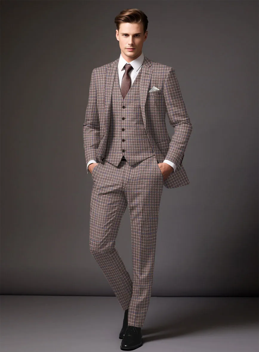Noble Isidora Check Wool Silk Linen Suit
