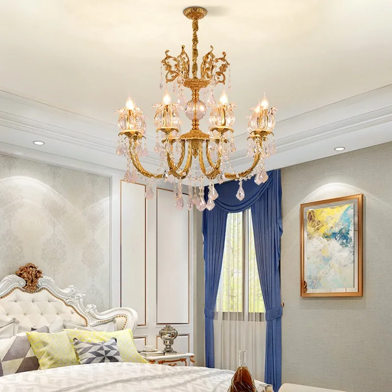 Noble - Luxury French Brass Pendant Lamp Gold Chandelier Candle Lamp for Antique Decor