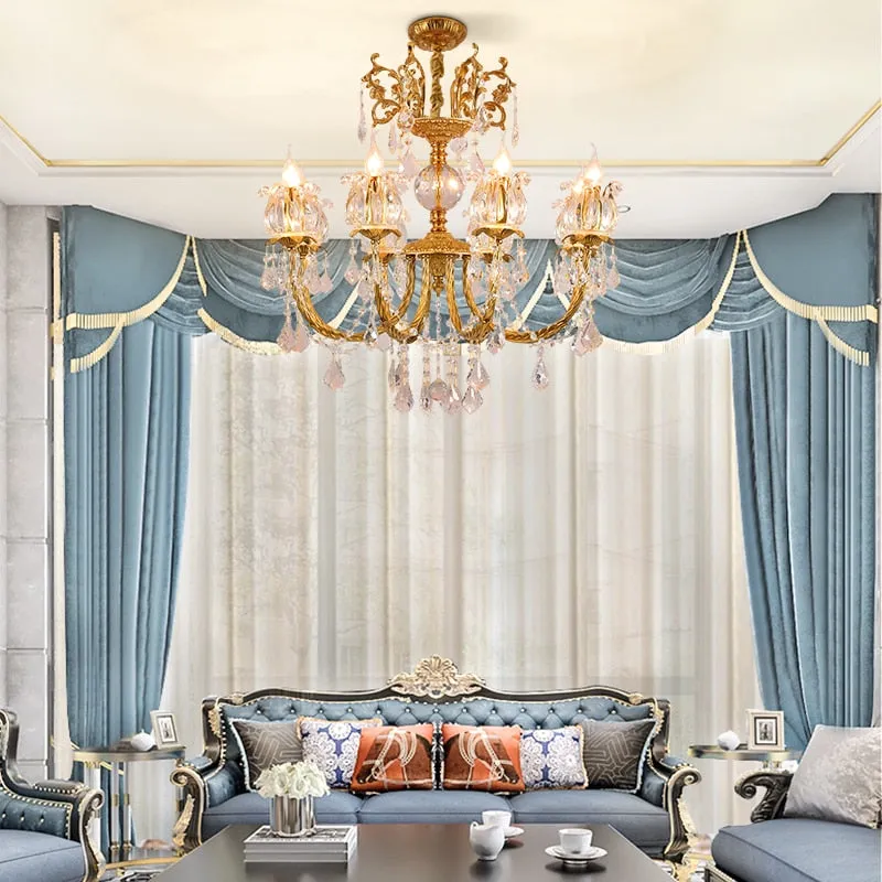 Noble - Luxury French Brass Pendant Lamp Gold Chandelier Candle Lamp for Antique Decor