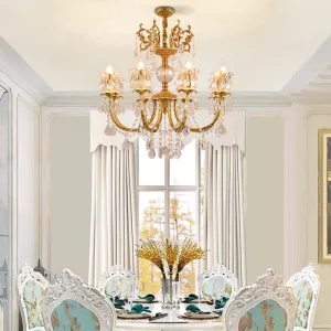 Noble - Luxury French Brass Pendant Lamp Gold Chandelier Candle Lamp for Antique Decor