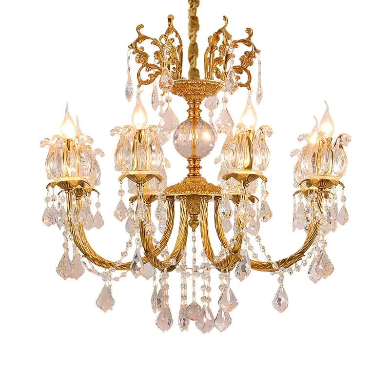 Noble - Luxury French Brass Pendant Lamp Gold Chandelier Candle Lamp for Antique Decor