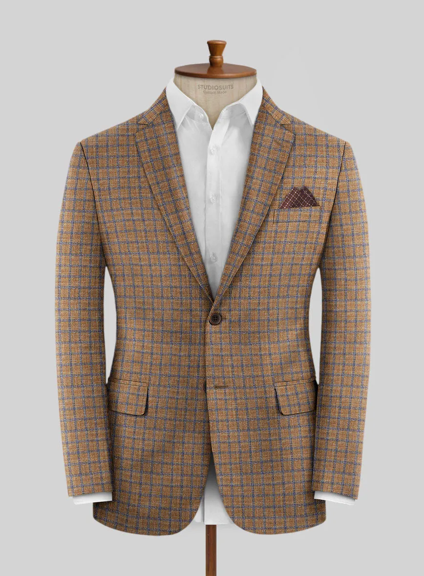 Noble Mustard Check Wool Silk Linen Jacket