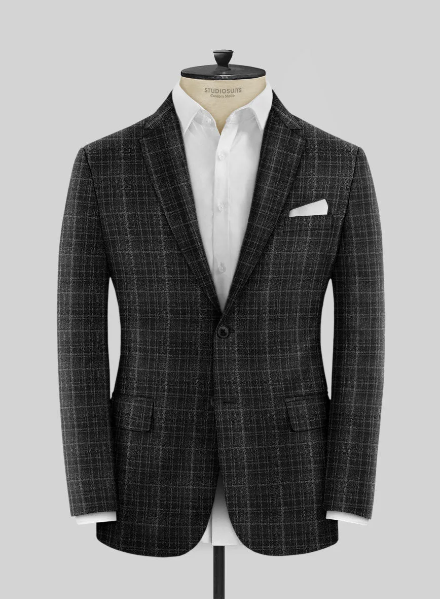 Noble Nicolas Black Wool Silk Linen Jacket