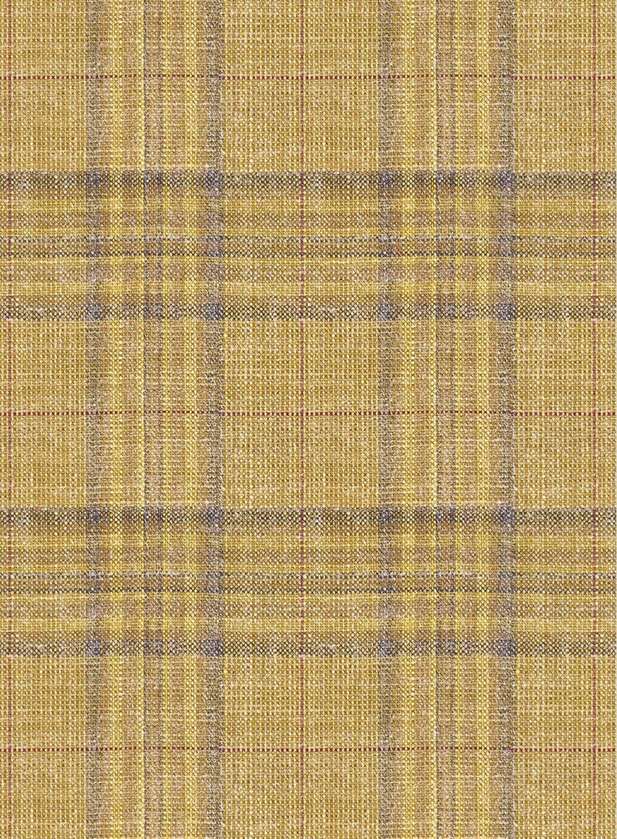 Noble Ochre Check Wool Silk Linen Pants