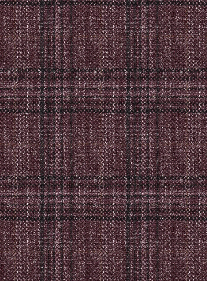Noble Purple Check Wool Silk Linen Pants