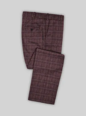 Noble Purple Check Wool Silk Linen Pants