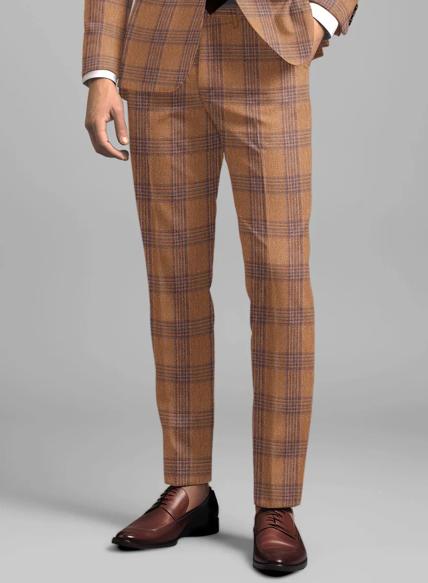 Noble Rust Check Wool Silk Linen Pants