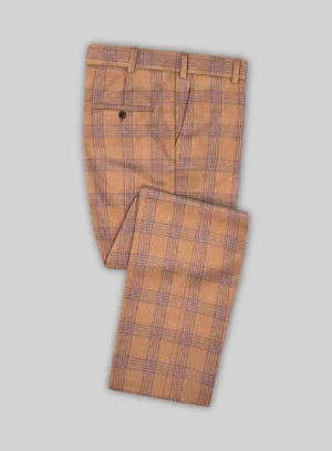 Noble Rust Check Wool Silk Linen Pants