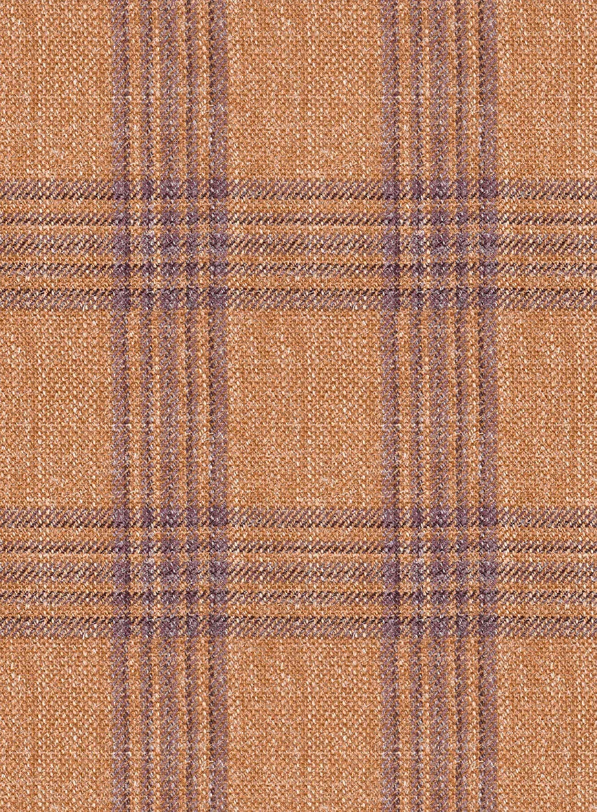 Noble Rust Check Wool Silk Linen Pants