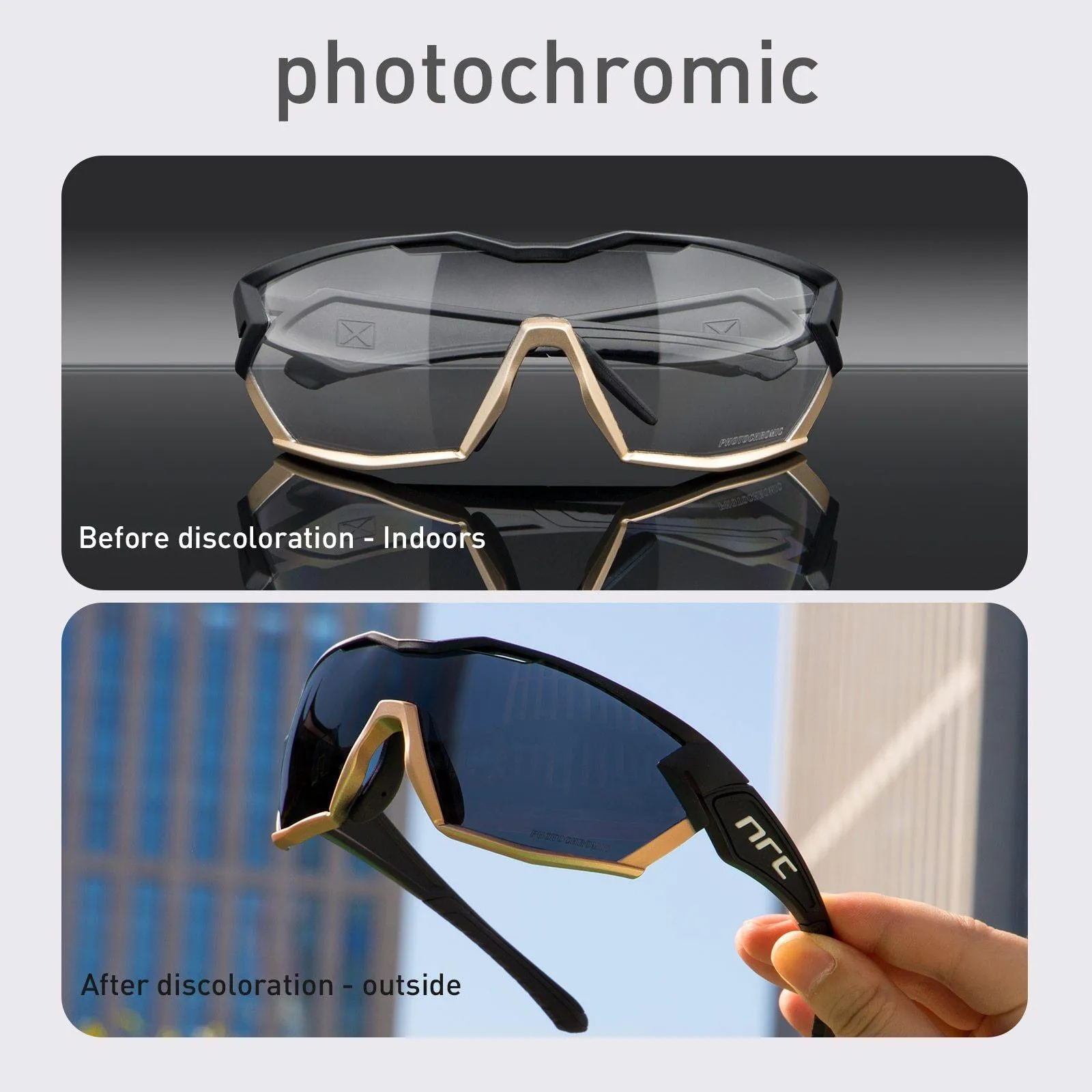 NRC P-Ride Photochromic Cycling Glasses Man Mountain Bike Bicycle Sport Cycling Sunglasses MTB Cycling Eyewear