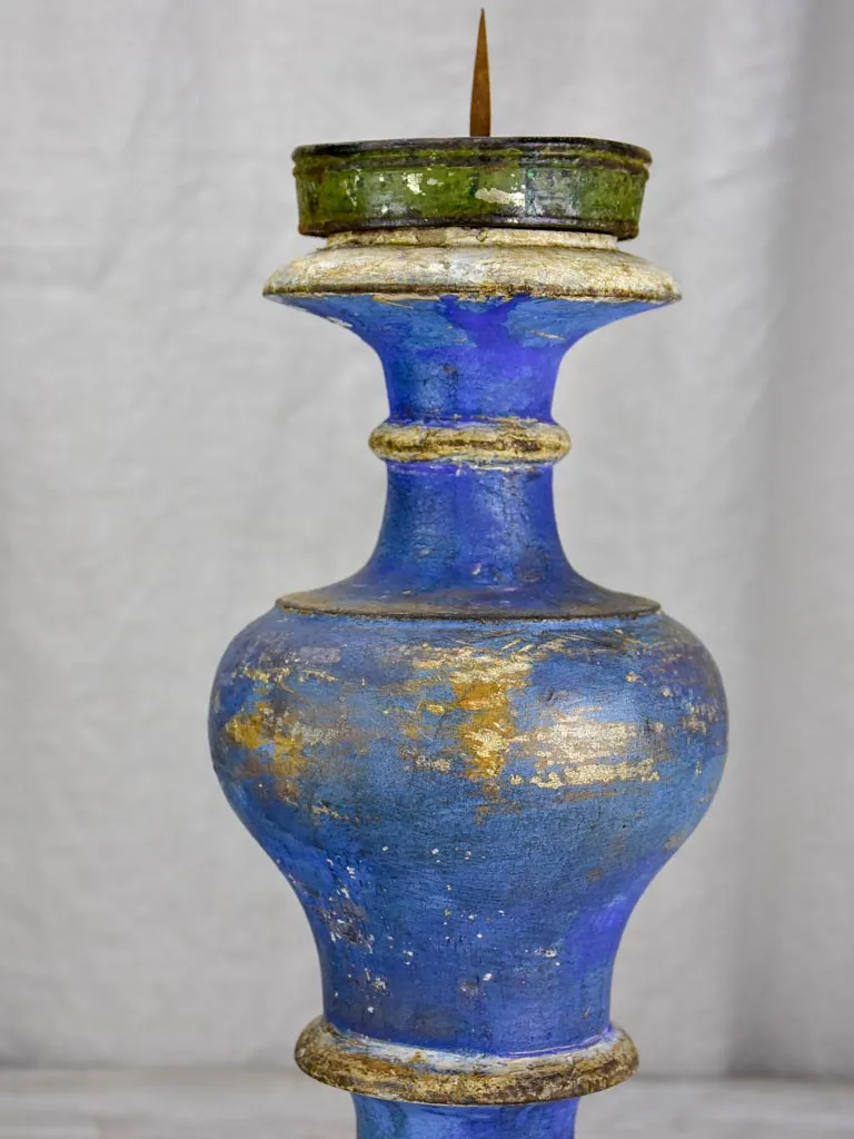 Pair of 19th Century Italian candlesticks with blue patina