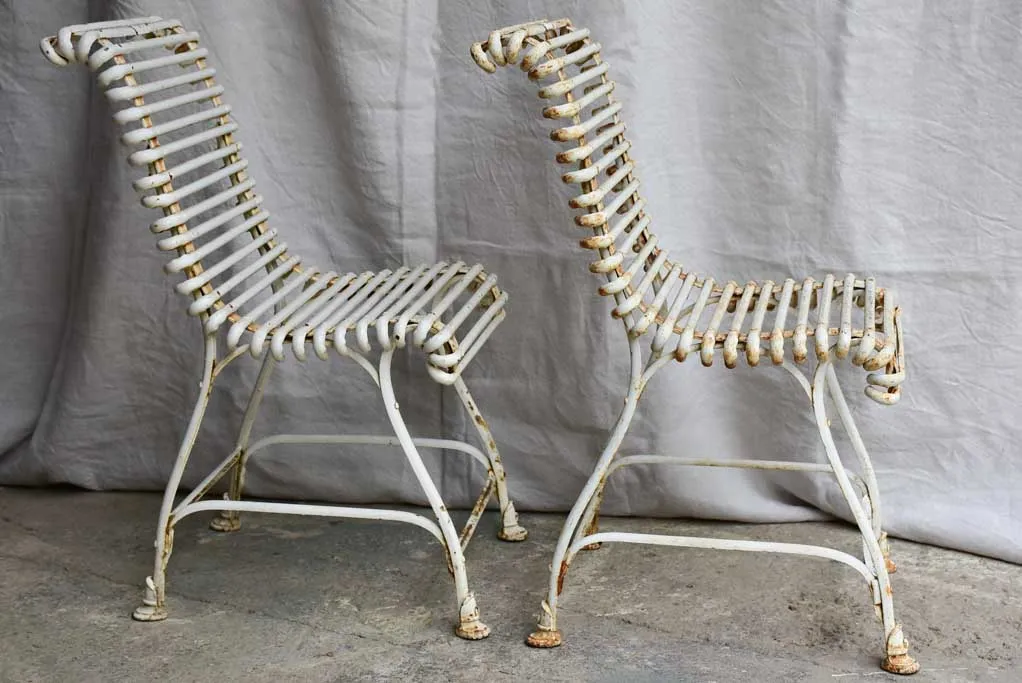 Pair of antique French garden chairs - Saint Sauveur Arras - hoof feet
