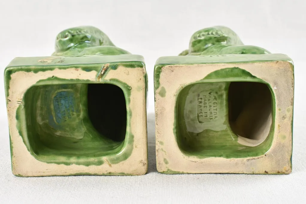 Pair of green monkey bookends from Vallauris 8¾"