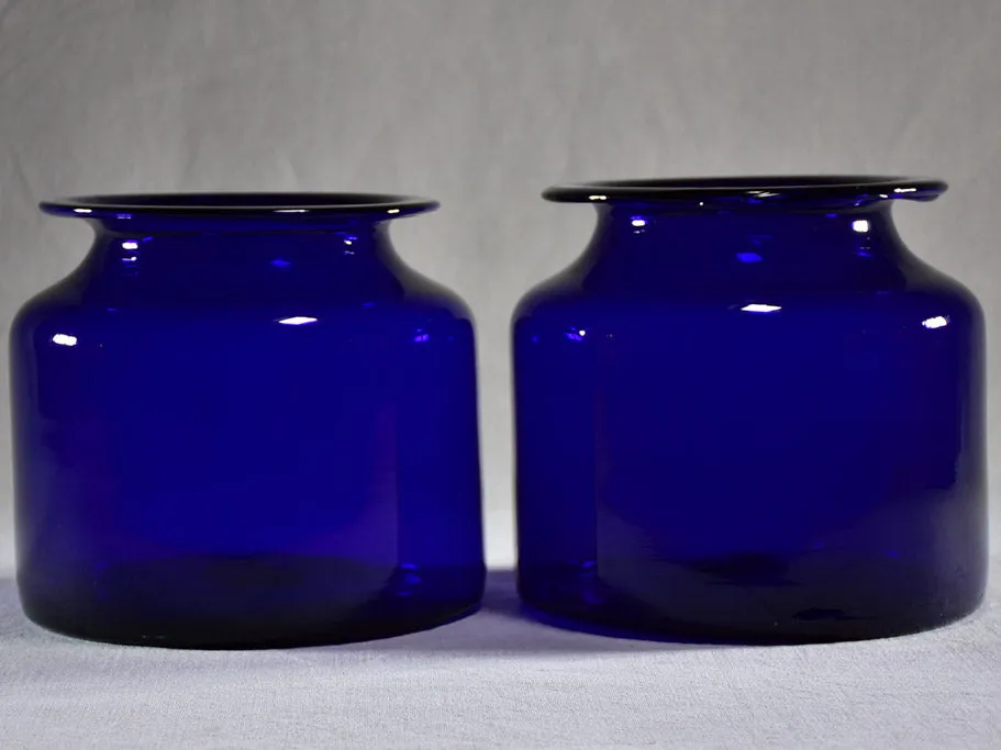 Pair of late 19th Century apothecary jars - cobalt blue 8"