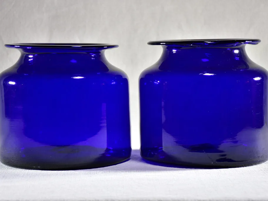 Pair of late 19th Century apothecary jars - cobalt blue 8"