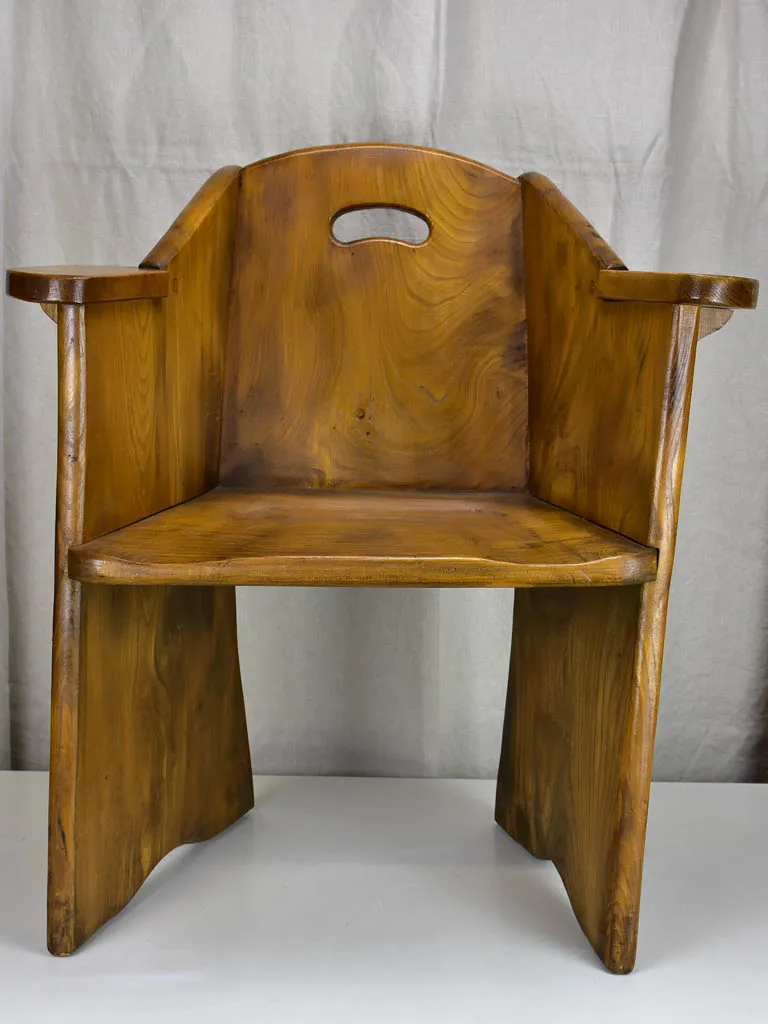Pair of modernist French armchairs - elm wood