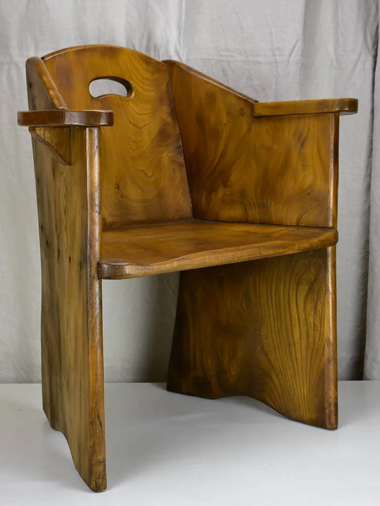 Pair of modernist French armchairs - elm wood