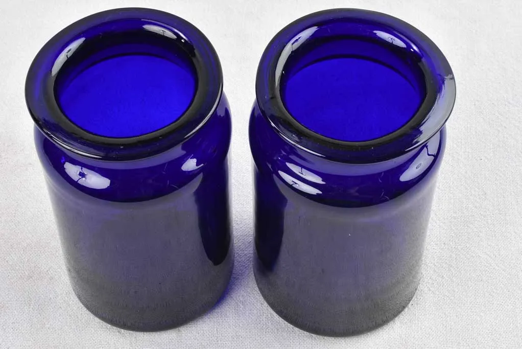Pair of vintage cobalt blue apothecary jars 7½"
