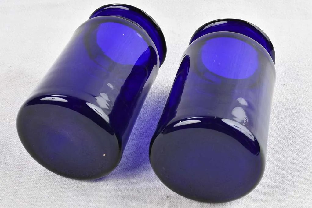 Pair of vintage cobalt blue apothecary jars 7½"