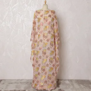 Peach Blush Silk Chiffon Dirac with Gilded Lurex Florals, 140cm Wide X 3.5 Mtrs piece-D18929