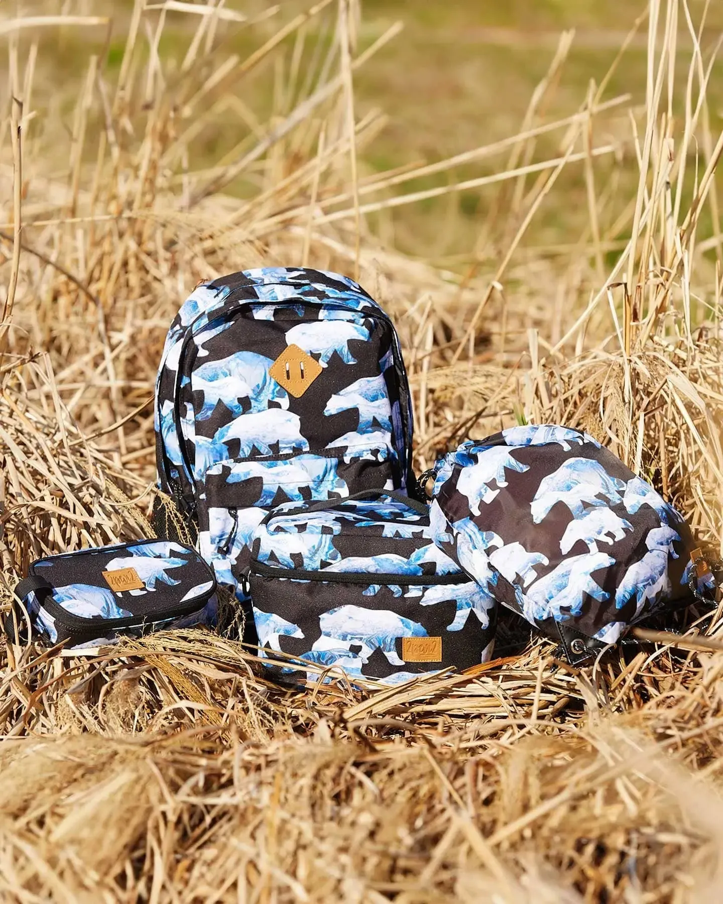 Pencil Case Black Printed Polar Bears