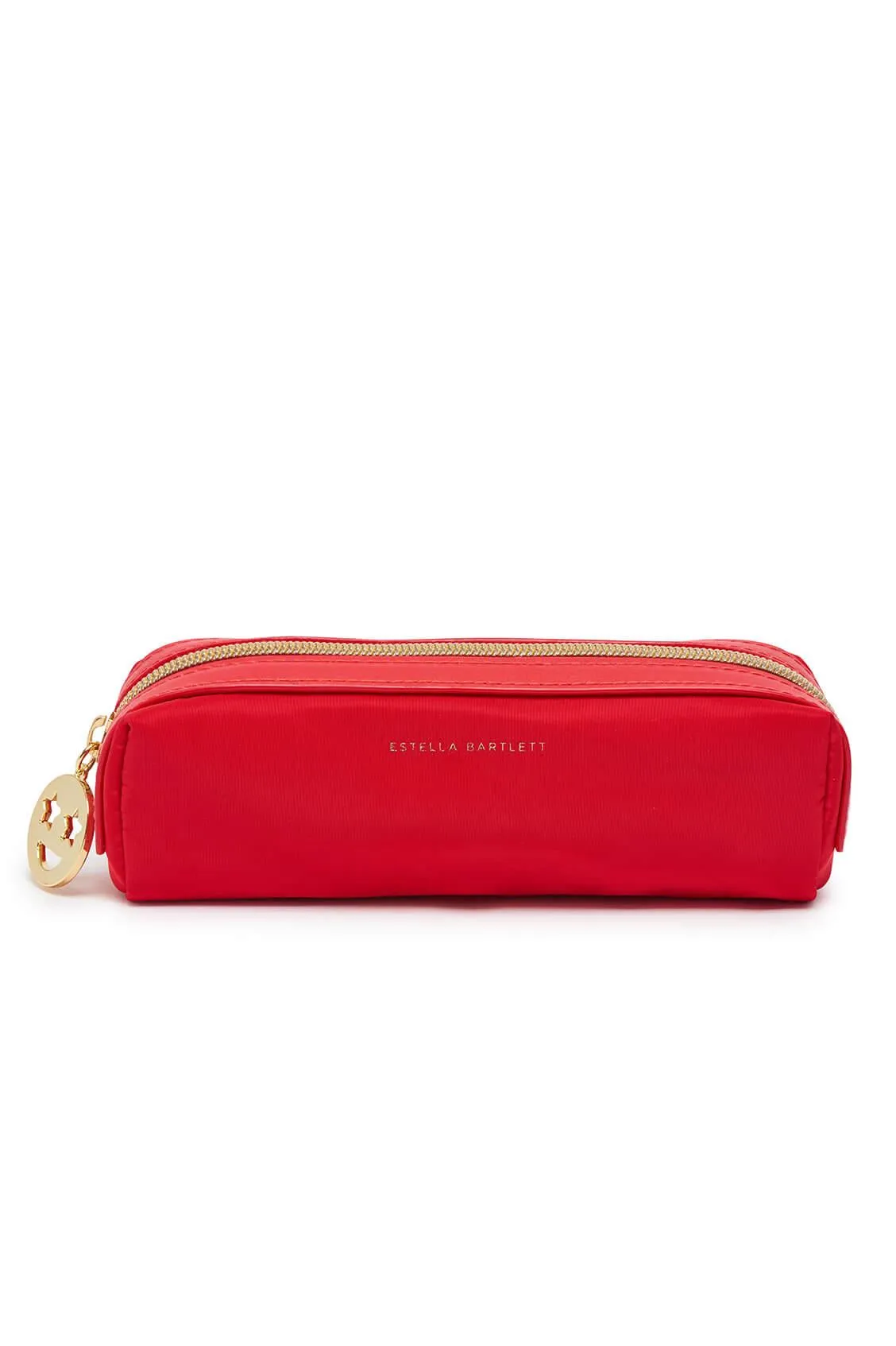 Pencil Case/Make Up Case - Red/Gold Smiley Face - 19x6x6cms - Estella Bartlett