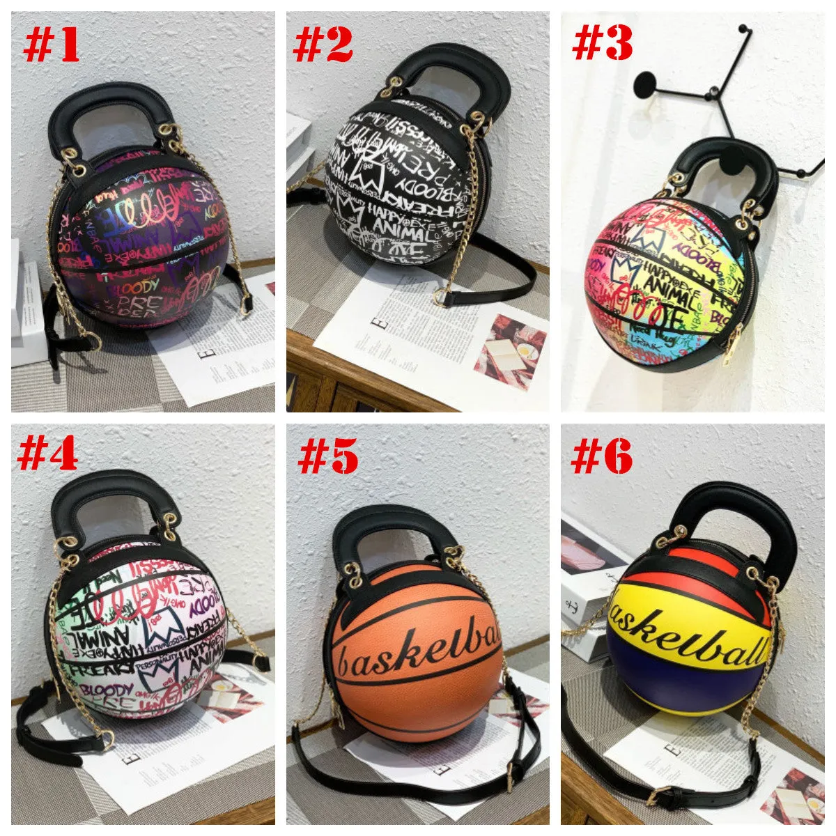Personality Painted Graffiti Basketball Handbag F2034