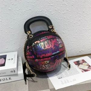 Personality Painted Graffiti Basketball Handbag F2034