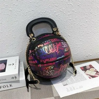 Personality Painted Graffiti Basketball Handbag F2034