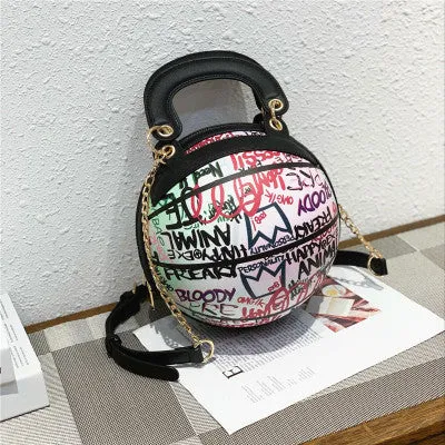 Personality Painted Graffiti Basketball Handbag F2034