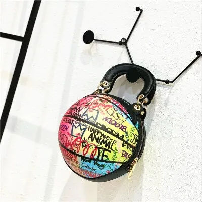 Personality Painted Graffiti Basketball Handbag F2034